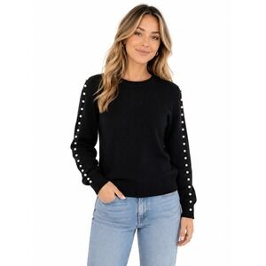 100% Cashmere Scott & Scott London Black Pearl Embellished Sweater Womens Small